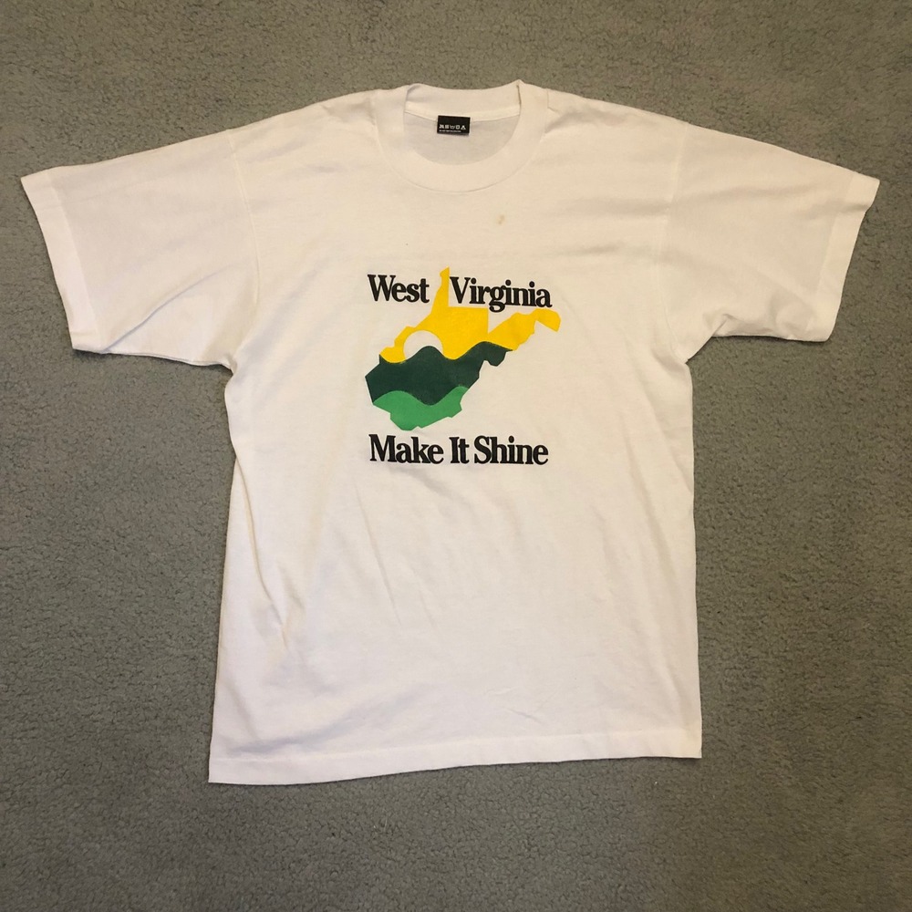 Single Stitch Vtg 90s West Virginia Make It Shine T-Shirt Screen Stars Best M L